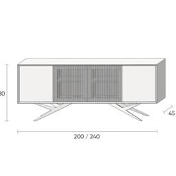 Oak Long Sideboard, Mid Century Modern Tv Stand, Slatted Doors - thumbnail 4