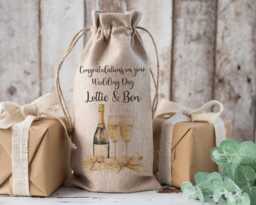 Personalised Bottle Bag, Wedding Bride & Groom Gift, Wine Champagne Day, Civil Ceremony, Anniversary - thumbnail 1