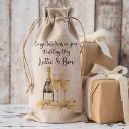 Personalised Bottle Bag, Wedding Bride & Groom Gift, Wine Champagne Day, Civil Ceremony, Anniversary - thumbnail 2