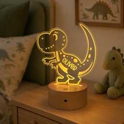 Personalized Dinosaur Night Light - Nursery Decor, 16 Color Modes