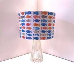 Gold Fish Lampshade Nautical Seaside Blue & White Orange Fatta Da Mamma - thumbnail 2
