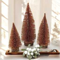 Sparkly Bronze Mini Christmas Tree Holiday Display - thumbnail 2