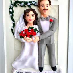 One Year Anniversary Gift Couple & Pet Portrait Personalized Sculpture From Photo - thumbnail 4