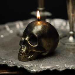 Gold Edition Skull Candle - Vegan Soy Wax Gothic Home Decor The Blackened Teeth - thumbnail 3