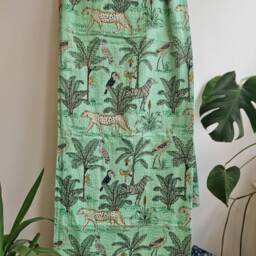 Kantha Stitch Pure Cotton Reversible Bed/Sofa Throw King Size Handmade Floral Dohar Summer Aqua Safari Tropical Exotic Forest Animal Tribe - thumbnail 2