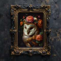 Floral Crown Owl Print Dark Academia Gothic Home Decor - thumbnail 2