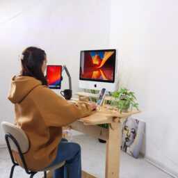 Ergonomic Standing Desk Plywood Sit-Stand Desk Custom Workstation - thumbnail 2