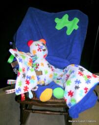Custom Baby Gift Set Includes Matching Blanket, Bear, & Sensory Blanket