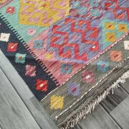 Kilim Rug Multicolour, Handmade Artisan Afghan Turkish Persian Rug, Navajo Moroccan Bohemian Flatweave, Natural Wool Dhurrie 117x80 cm - thumbnail 3