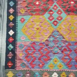 Kilim Rug Multicolour, Handmade Artisan Afghan Turkish Persian Rug, Navajo Moroccan Bohemian Flatweave, Natural Wool Dhurrie 117x80 cm - thumbnail 2