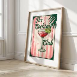 The Cocktail Club Art Print, Funky Retro Alcohol Poster, Trendy Wall Art, Drinks Bar Cart Happy Hour - thumbnail 2
