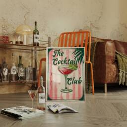 The Cocktail Club Art Print, Funky Retro Alcohol Poster, Trendy Wall Art, Drinks Bar Cart Happy Hour - thumbnail 3