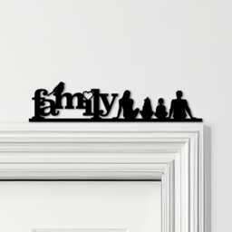 Door Topper Love Heart Bird Family Of Four 2 Girls Various Colours Decor Sign - Novelty Wall Decor, Frame Art, Decorative Art - thumbnail 1