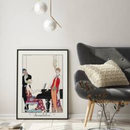 French Art Print, Vintage Deco, Piano Woman Illustration, Paris Fashion Wall Art, Modern Home Decor, Exhibition Poster, Elegant Canvas - thumbnail 2
