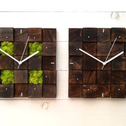 Modern Wood Wall Clock Geometric Chartreuse Moss Decor - thumbnail 3