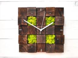 Modern Wood Wall Clock Geometric Chartreuse Moss Decor