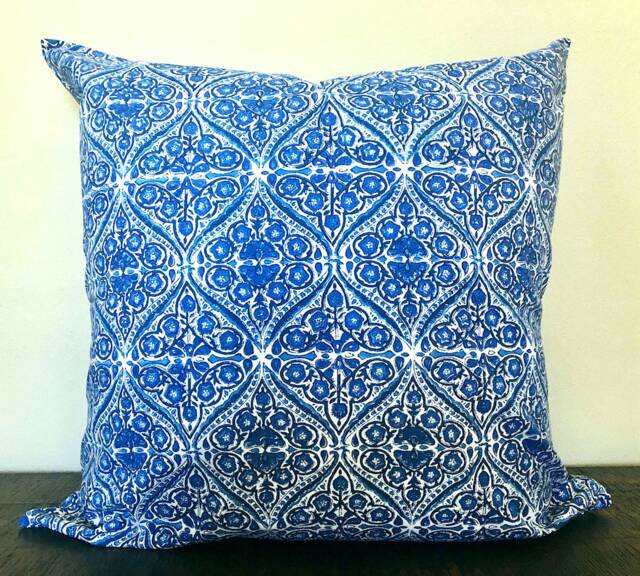 Euro Covers/Shams/Bed Pillows/ Decorative Pillows /Blue Cushion Covers/ Throw/Floor Hand Block Printed/ - image 1