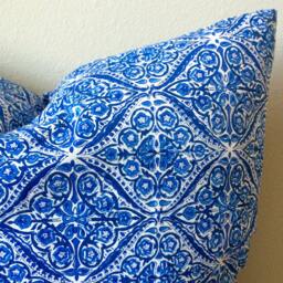 Euro Covers/Shams/Bed Pillows/ Decorative Pillows /Blue Cushion Covers/ Throw/Floor Hand Block Printed/ - thumbnail 2