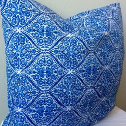 Euro Covers/Shams/Bed Pillows/ Decorative Pillows /Blue Cushion Covers/ Throw/Floor Hand Block Printed/ - thumbnail 3