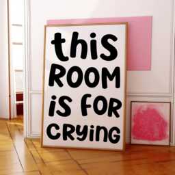 This Room Is For Crying Art Print - Black & White Preppy Decor, Bedroom Quote Funny Wall Art, Print, Mental Health Meme - thumbnail 3