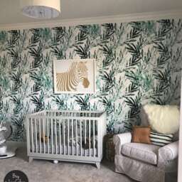 Watercolor Palm Leaves Removable Wallpaper, Rreusable Wall Mural, Palm Leaf Art, Tropical Floral Decal #33 - thumbnail 3