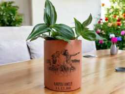 Custom Photo Terracotta Planter, Charcoal Portrait Personalized Gift