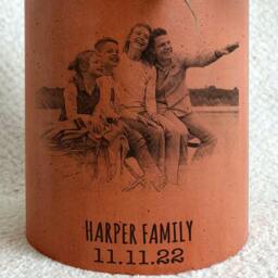 Custom Photo Terracotta Planter, Charcoal Portrait Personalized Gift - thumbnail 4