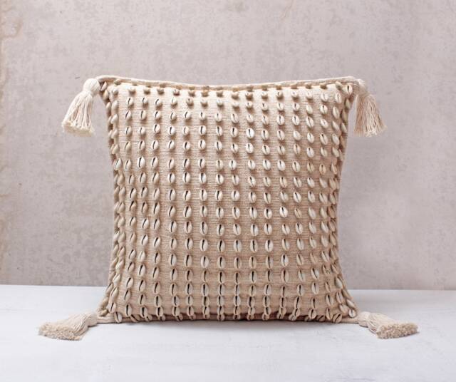 Cream Cotton Jute Embroidered Bohemian, Bali Style Pillow Cover, Decorative Handmade Throw Cover, Cover Wlcc012 - image 1