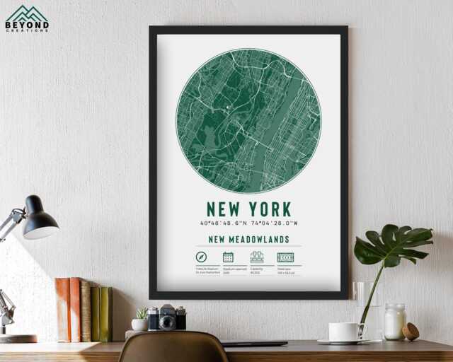 New York Jets Meadowlands Stadium Map Print Unique Framed Gift - For Him Dad Brother Granddad Uncle American Football Poster Decor - image 1