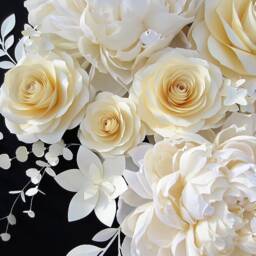 Large Crepe Paper Flower Wall Decor Set, Peony, Rose, Lily - thumbnail 3
