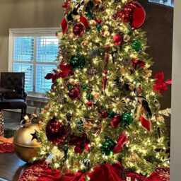 90 Inch Red Christmas Tree Skirt Large Velvet Bell Handmade Tree Skirt Decorations Gift - thumbnail 2