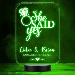 She Said Yes Engagement Ring Diamond Personalised Gift Colour Change Night Light - thumbnail 1