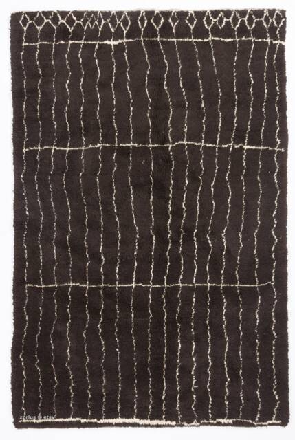 Handmade Brown Beni Ourain Rug Moroccan Berber Design - image 1