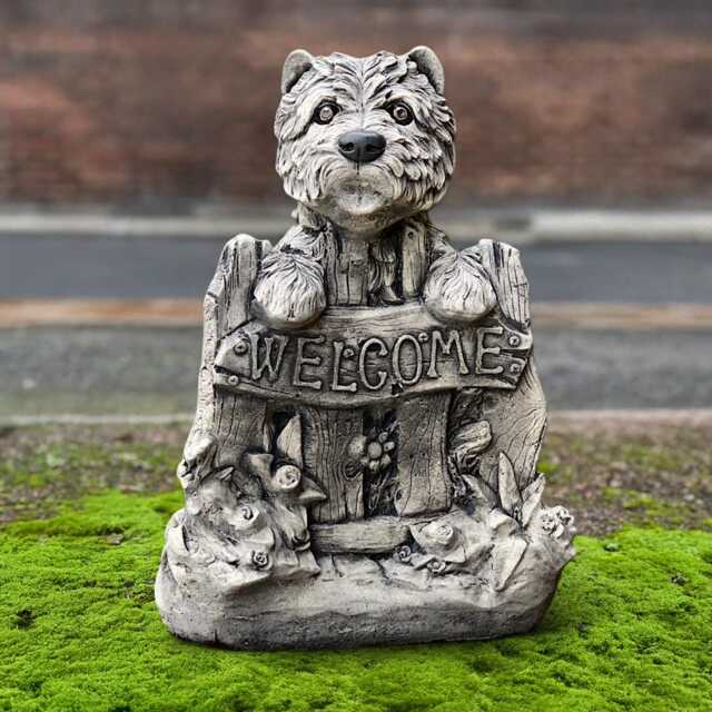Concrete Welcome Wesie Dog Statue Stone Westie Sculpture Cement Ornament Garden Decoration Memorial Yorkie Figurine Yorkie Lover Gift - image 1