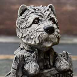 Concrete Welcome Wesie Dog Statue Stone Westie Sculpture Cement Ornament Garden Decoration Memorial Yorkie Figurine Yorkie Lover Gift - thumbnail 3