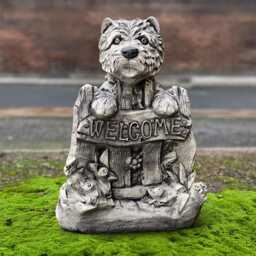 Concrete Welcome Wesie Dog Statue Stone Westie Sculpture Cement Ornament Garden Decoration Memorial Yorkie Figurine Yorkie Lover Gift - thumbnail 1