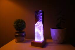 Blue Resin Night Lamp Olive Wood Epoxy Bedside Light