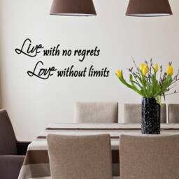 Live With No Regrets, Love Without Limits Wall Decal Inspirational Quote Home Decor Vinyl - Vwaq - thumbnail 1