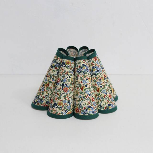 Handmade Floral Fabric Lampshade With Green Trim-115# - image 1