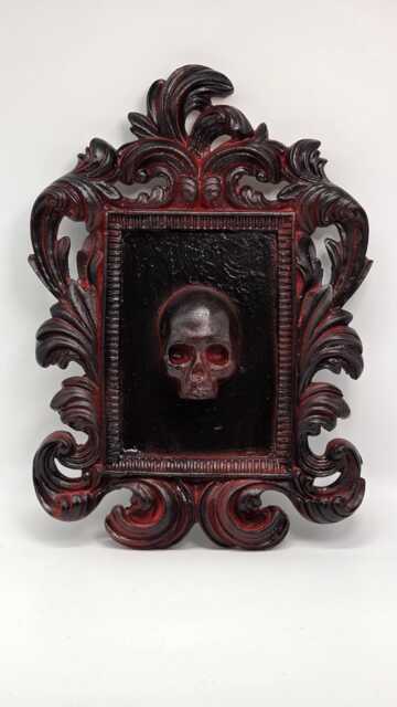 Framed Blackened Skull. in Gothic Style Frame - image 1
