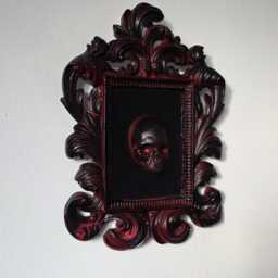 Framed Blackened Skull. in Gothic Style Frame - thumbnail 3