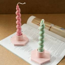 Handmade Concrete Candlestick Holder Geometric Taper Candle Stand - thumbnail 2