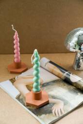 Handmade Concrete Candlestick Holder Geometric Taper Candle Stand - thumbnail 1
