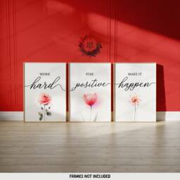 Home Office Prints - Set Of 3 Posters - Minimalist Desk Decor Work From Wall Art Red Wfh Gifts Coworker Workplace Pictures - thumbnail 1