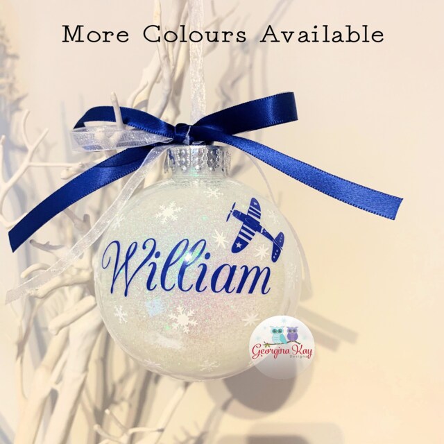 Personalised Aeroplane Christmas Bauble, Airplane Ornament, Name Plane Lover Gift, Travel Decoration 2025 - image 1