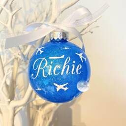 Personalised Aeroplane Christmas Bauble, Airplane Ornament, Name Plane Lover Gift, Travel Decoration 2025 - thumbnail 4