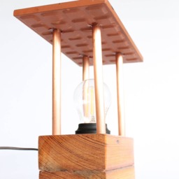 Modern Lamp Made With Tile, Copper & Reclaimed Wood - thumbnail 3