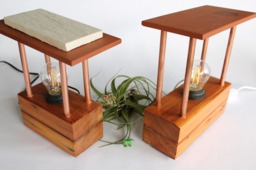 Modern Lamp Made With Tile, Copper & Reclaimed Wood - thumbnail 1