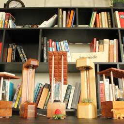 Modern Lamp Made With Tile, Copper & Reclaimed Wood - thumbnail 4