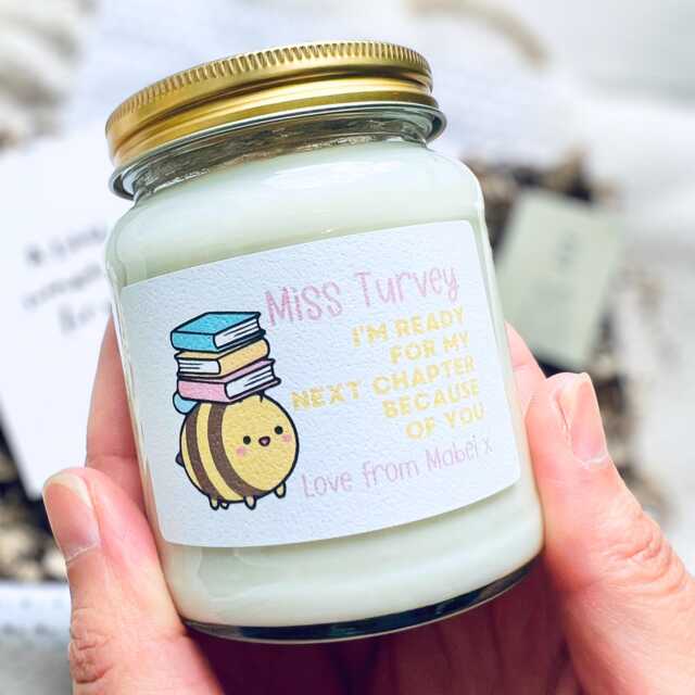 Ready For My Next Chapter Personalised Teacher Candle - Leaving Preschool Childminder Nursey Pre School Teaching Assistant - image 1
